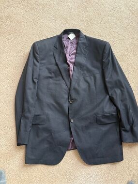 Loro Piana navy patterned Jacket with Purple Satin Lining (44R?)